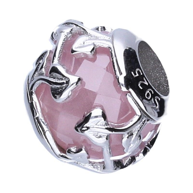 Koralik Zawieszka Beads do Pandora Srebro 925 Różowe Listki 