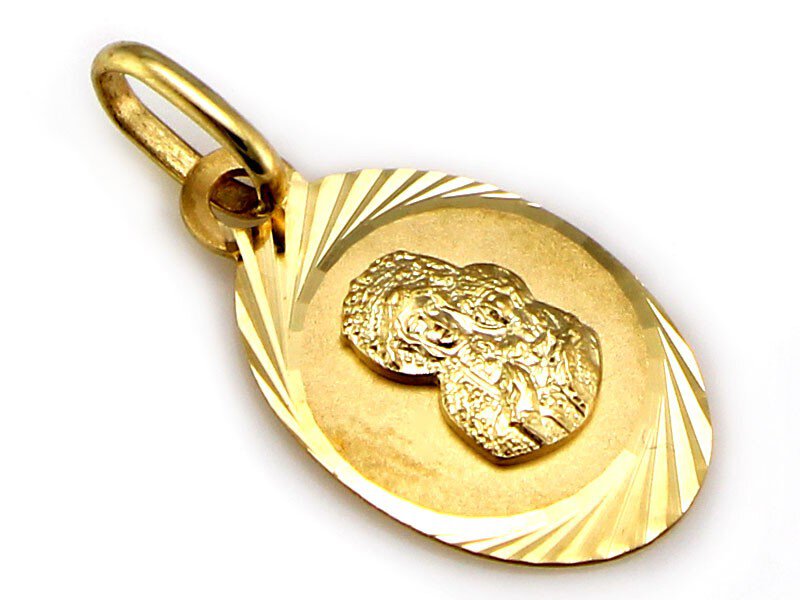 Zawieszka medalik złoto 333 diamentowane Matka Boska Częstochowska 