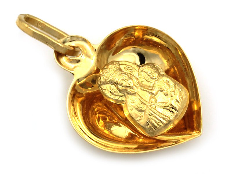 Zawieszka medalik złoto 333 diamentowane Matka Boska w Sercu 