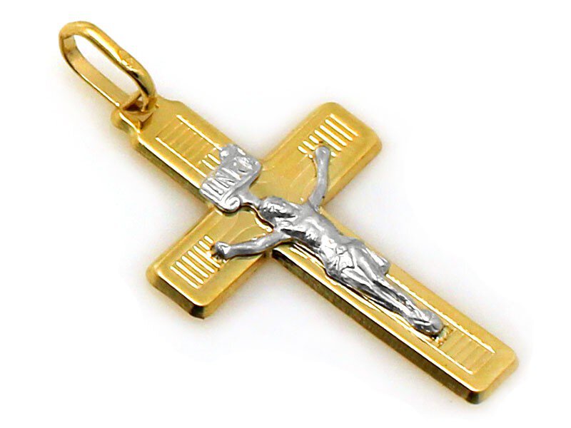 Złoty Krzyżyk 585 Dwukolorowy