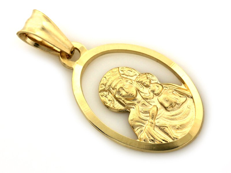 Złoty Medalik 585  Matka Boska Częstochowska 
