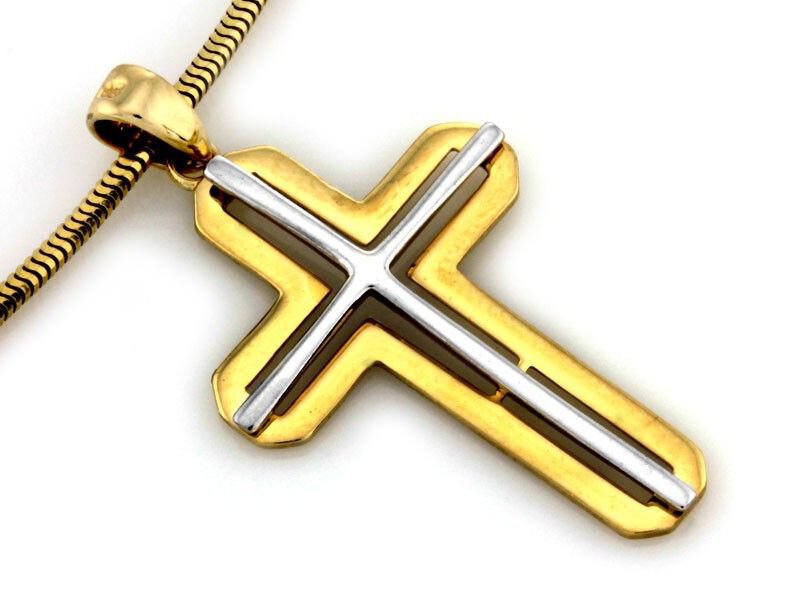 Złota Zawieszka Krzyżyk pr. 333 dwukolorwy