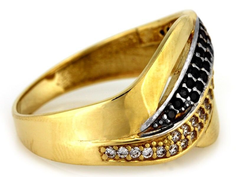 Złoty 333 Elegancki pierścionek z cyrkoniami