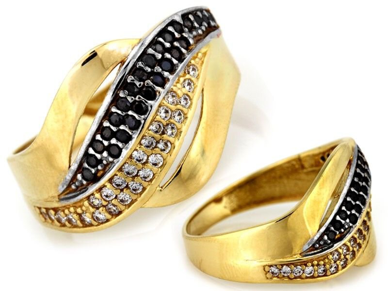 Złoty 333 Elegancki pierścionek z cyrkoniami