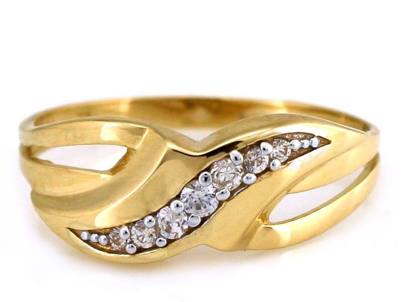 Złoty 585 błyszczący pierścionek 5