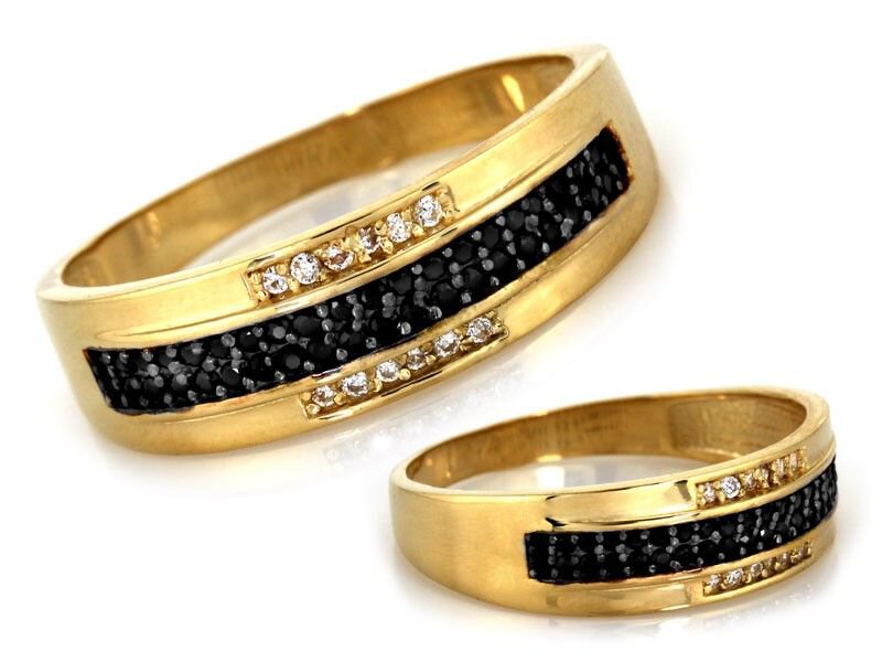 Złoty 585 Elegancki pierścionek z cyrkoniami 2