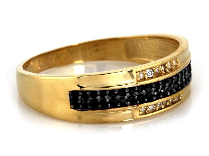 Złoty 585 Elegancki pierścionek z cyrkoniami 2