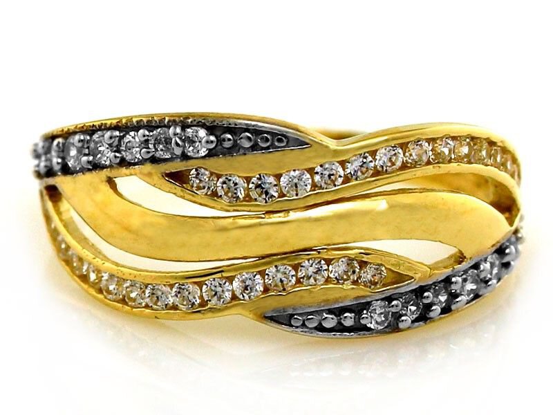 Złoty 585 Elegancki pierścionek z cyrkoniami