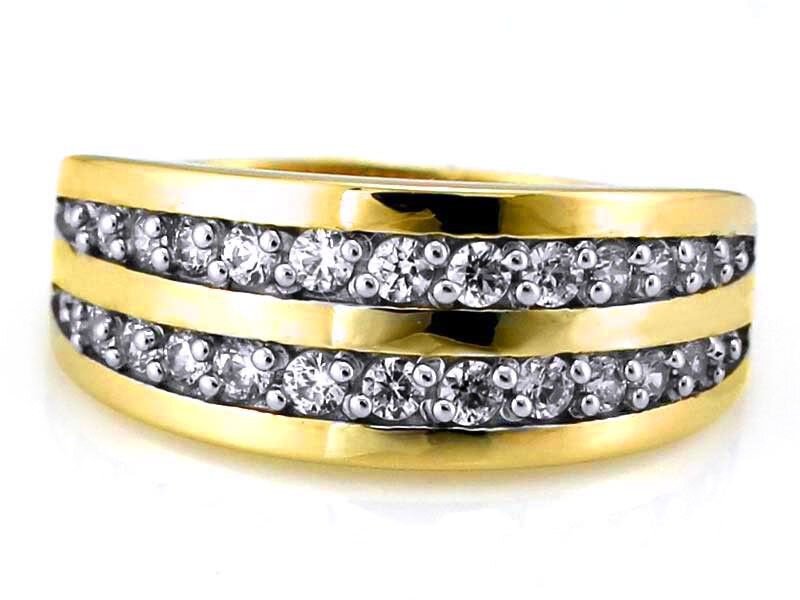 Złoty 585 Elegancki pierścionek z cyrkoniami 3