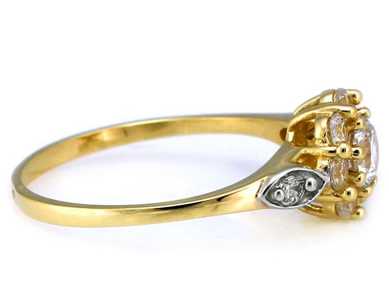 Złoty 585 Elegancki pierścionek z cyrkoniami 4