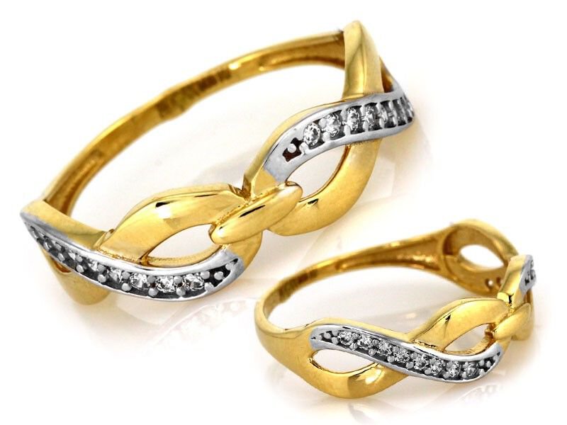 Złoty 585 Elegancki pierścionek z cyrkoniami 6