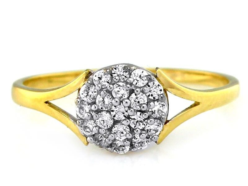 Złoty 585 Elegancki pierścionek z cyrkoniami 8