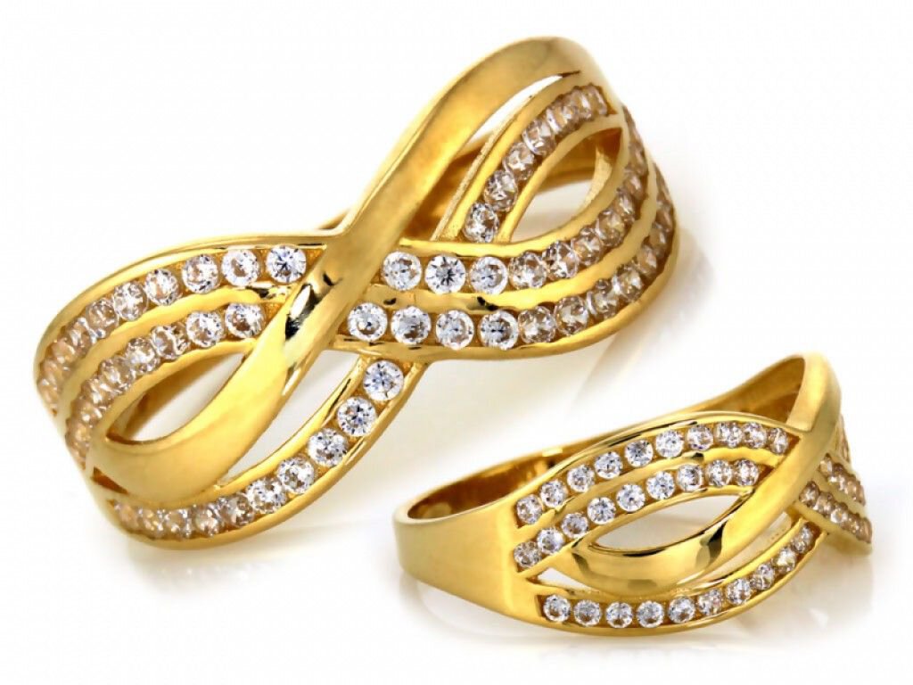 Złoty klasyczny pierścionek 585 z cyrkoniami 4