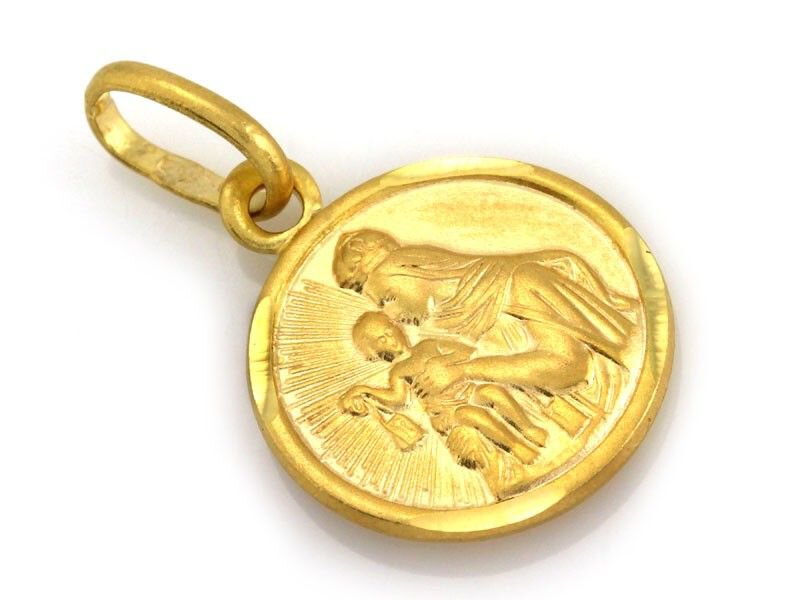 Złoty Medalik próba 333 okrągły dwustronny