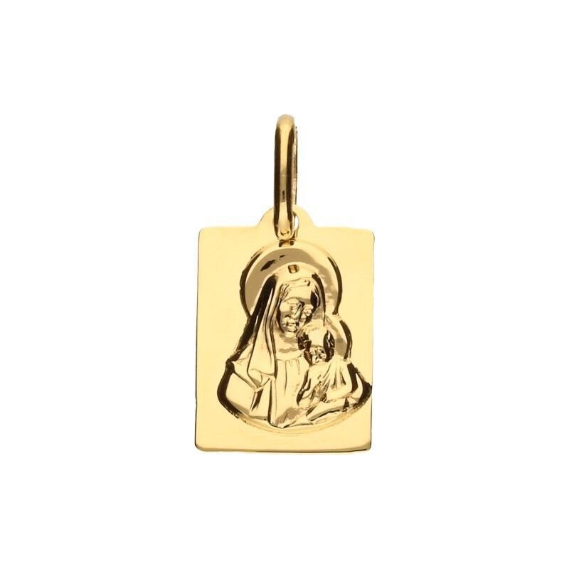 Złoty Medalik próba 585 Prostokąt Maryja z Dzieciątkiem