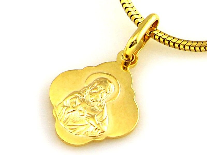 Złoty Medalik próba 585 Szkaplerz Maryja z Dzieciątkiem Jezus