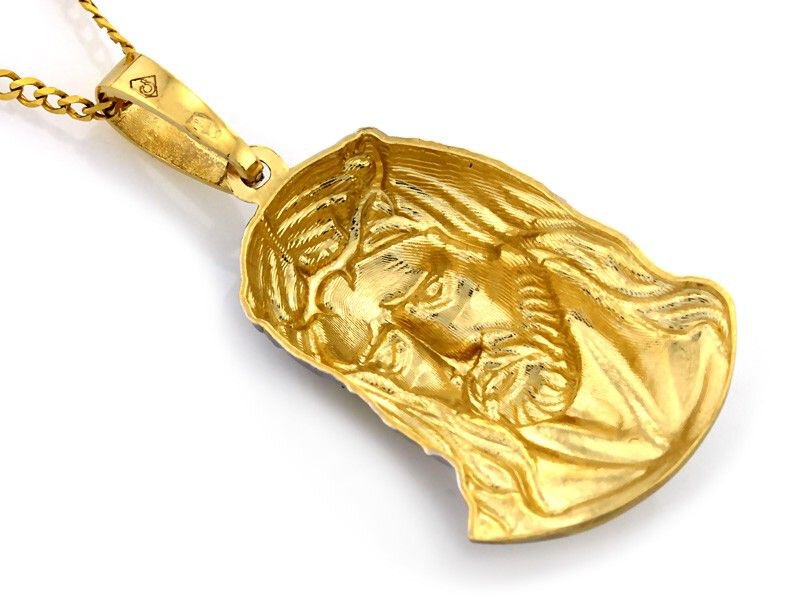 Złoty Medalik próba 585 Wizerunek Jezusa Dwukolorowy