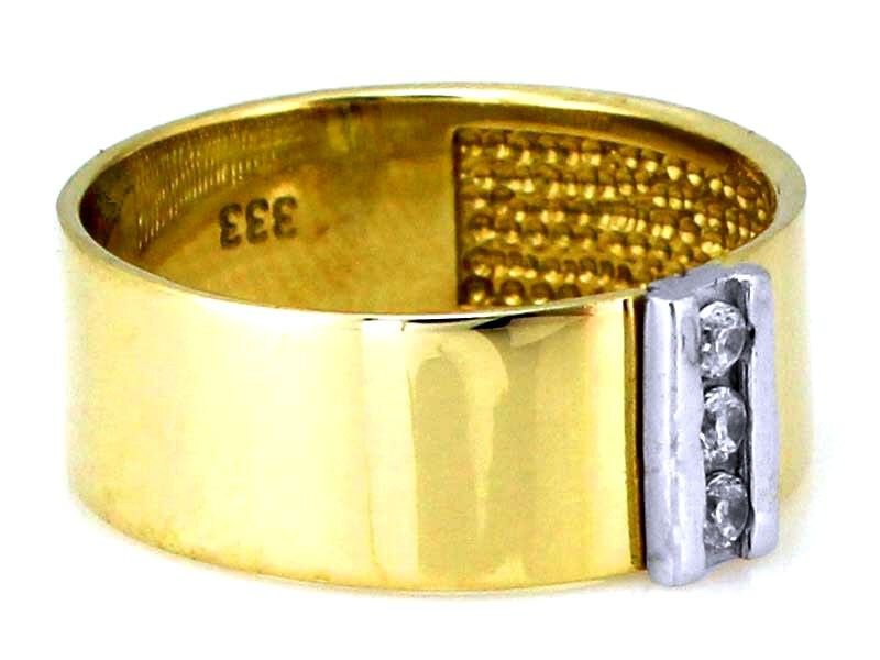 Złoty pierścionek 585 a'la obrączka z cyrkoniami  2