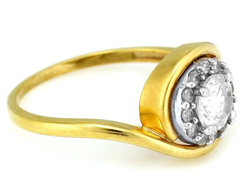 Złoty pierścionek 585 klasyczny Duża Cyrkonia