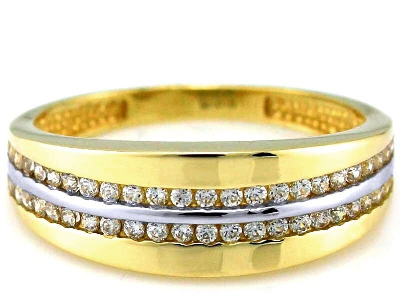 Złoty pierścionek 585 klasyczny z cyrkoniami