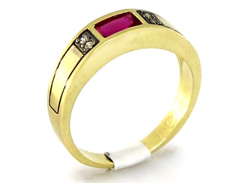 Złoty pierścionek 585 z kolorowym oczkiem