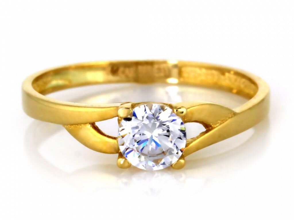 Złoty pierścionek 585 zaręczynowy pleciony 2