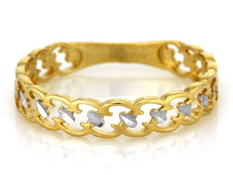 Złoty pierścionek próby 333 wykonany z dwukolorowego złota Ażurowy Wzór 3