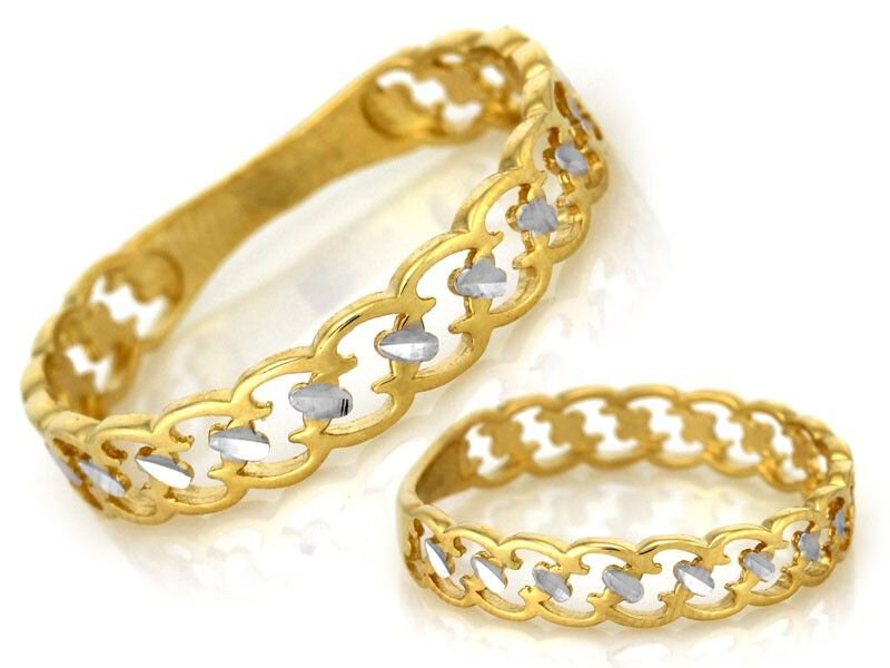 Złoty pierścionek próby 333 wykonany z dwukolorowego złota Ażurowy Wzór 3