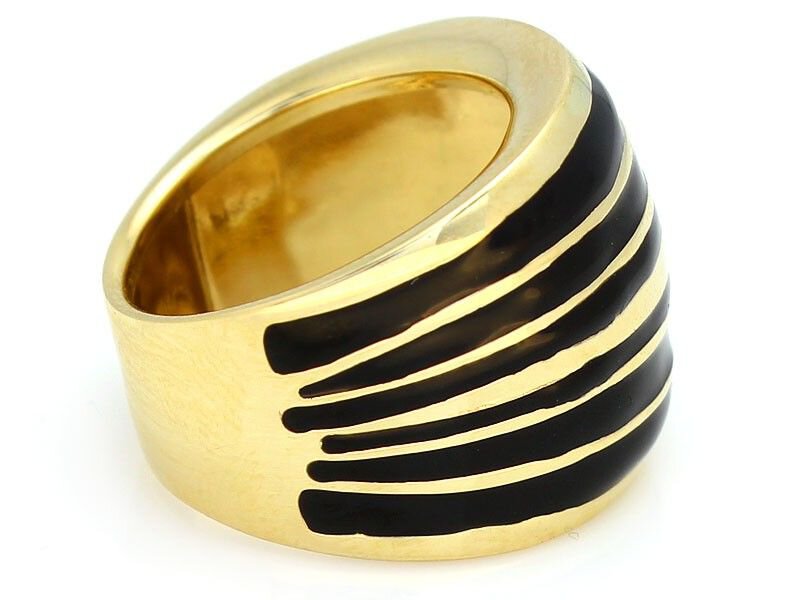 Złoty pierścionek z czarnymi elementami 585