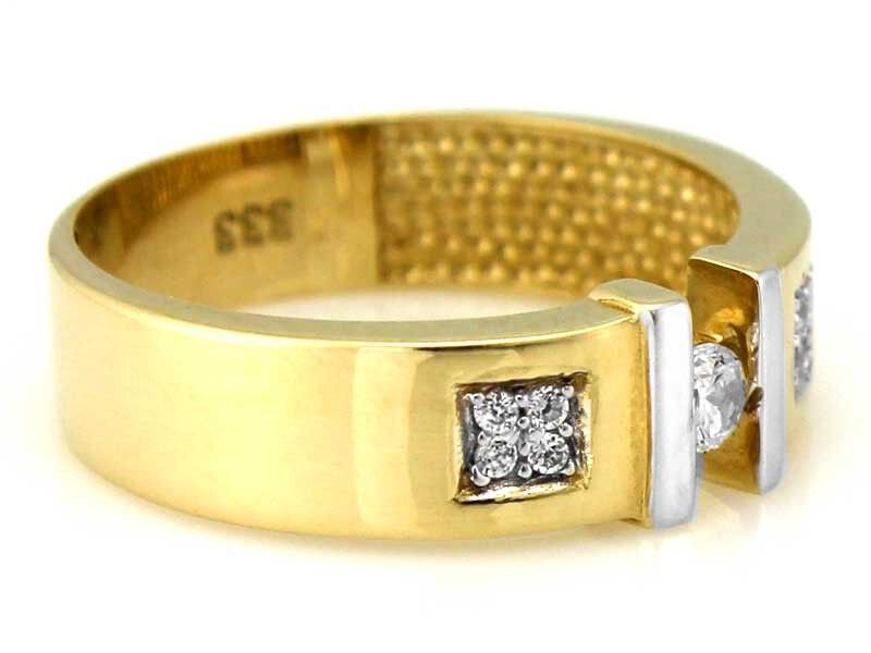 Złoty pierścionek z oczkiem i cyrkoniami 585 3