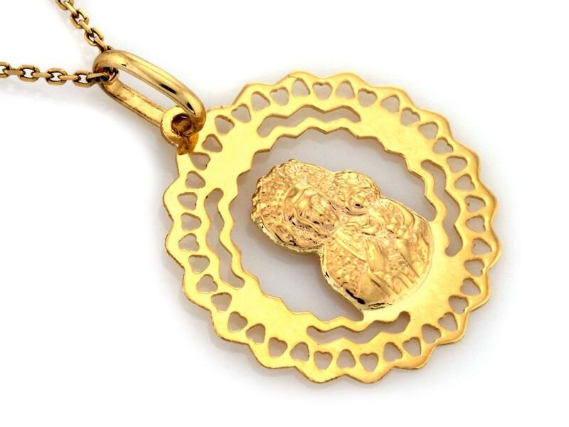 Złoty Wisiorek Ażurowy Matka Boska z Dzieciątkiem pr 585