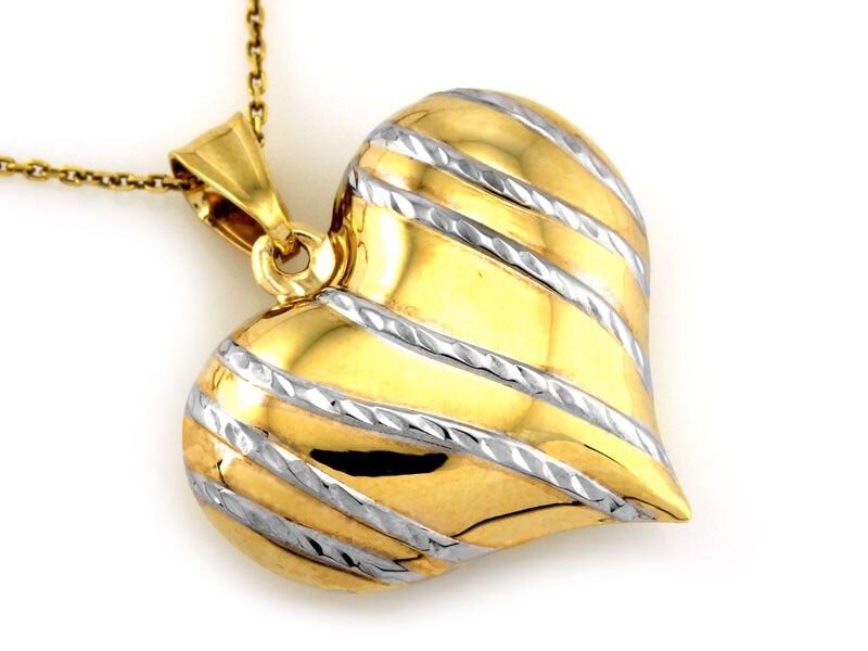 Złoty Wisiorek Serce z Diamentowanym Wzorem pr 333