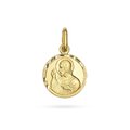Dwustronny Złoty Medalik próba 585 Pan Jezus bokiem/ Matka Boska z Dzieciątkiem