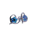 Kolczyki Srebro Rodowane Niebieski Opal Kwiatek w  Sercu