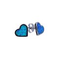 Kolczyki Srebro Rodowane Niebieski Opal Serce