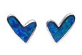 Kolczyki Srebro Rodowane Niebieski Opal Serduszko