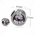 Koralik Zawieszka Beads do Pandora Srebro 925 Fioletowa Cyrkonia Kwiatki