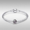 Koralik Zawieszka Beads do Pandora Srebro 925 Fioletowa Cyrkonia Kwiatki