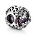 Koralik Zawieszka Beads do Pandora Srebro 925 Fioletowa Cyrkonia Kwiatki