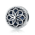 Koralik Zawieszka Beads do Pandora Srebro 925 Kwiat Niebieska Cyrkonia 