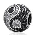 Koralik Zawieszka Beads Srebro 925 Rodowane Yin Yang Cyrkonie