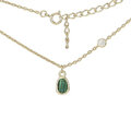 NASZYJNIK SREBRNY 925, ZŁOCONY, 42CM+3CM, AGAT ZIELONY