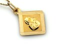 Złoty medalik kwadratowy z Matką Boską z Dzieciątkiem próba 585 