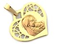 Złoty medalik w kształcie serca Matka Boska z Dzieciątkiem próba 585 