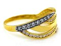 Złoty 585 Elegancki pierścionek z cyrkoniami