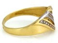 Złoty 585 Elegancki pierścionek z cyrkoniami FALA