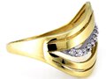 Złoty 585 Elegancki pierścionek z cyrkoniami FALA 5