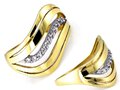Złoty 585 Elegancki pierścionek z cyrkoniami FALA 5