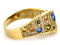 Złoty 585 Elegancki pierścionek z kolorowymi cyrkoniami 3