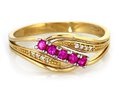 Złoty 585 Elegancki pierścionek z różowo-białymi cyrkoniami 2